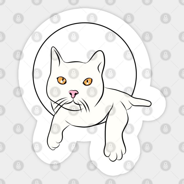 White cat with orange eyes Sticker by uveyiknur